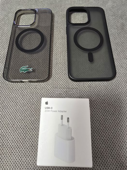 Incarcator iphone+ 2 huse Lacoste 14 pro max