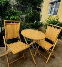 165ron set masa și scaune bambus gradina curte terasa balcon exterior
