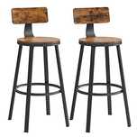 Set 2 scaune de bar, din otel, rustic maro si negru, 54x99 cm, VASAGLE