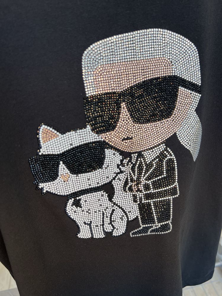Karl Lagerfeld тениска с блестяща апликация