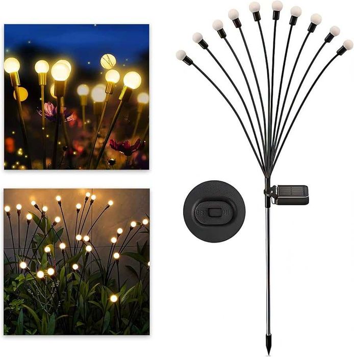 Светещ соларен коледен храст 70 см – 10 топки, ефект „мигане“