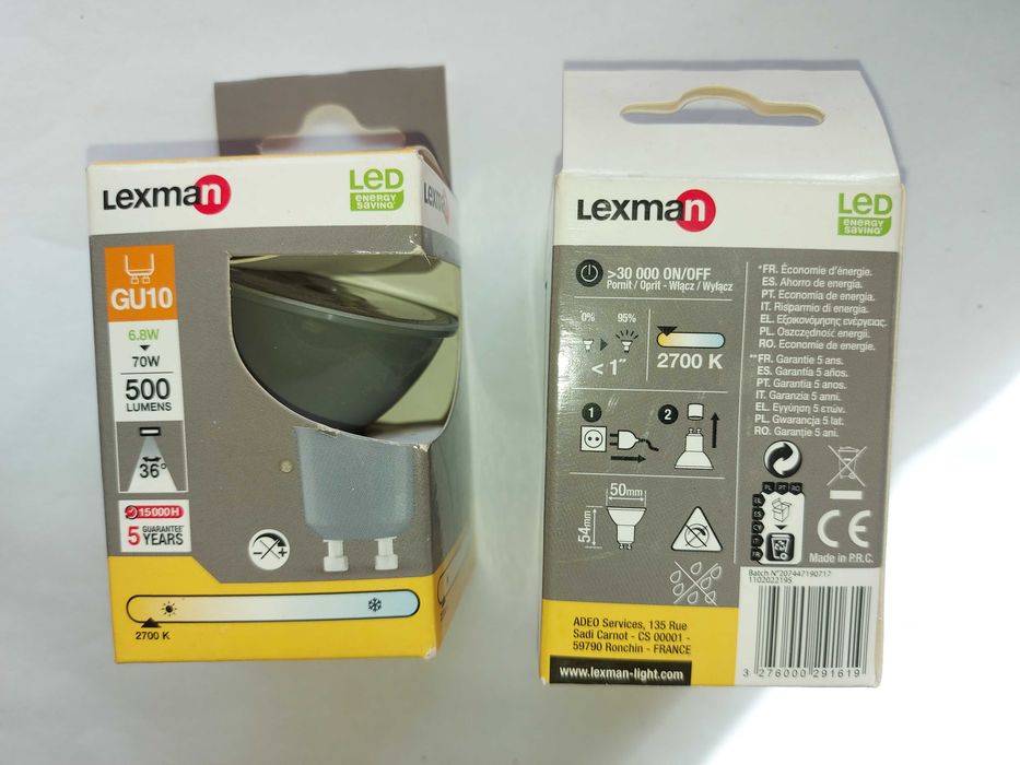 Bec LED lexman model gu10,  6.8W = 70W, 500 lumeni, 15000 ore function