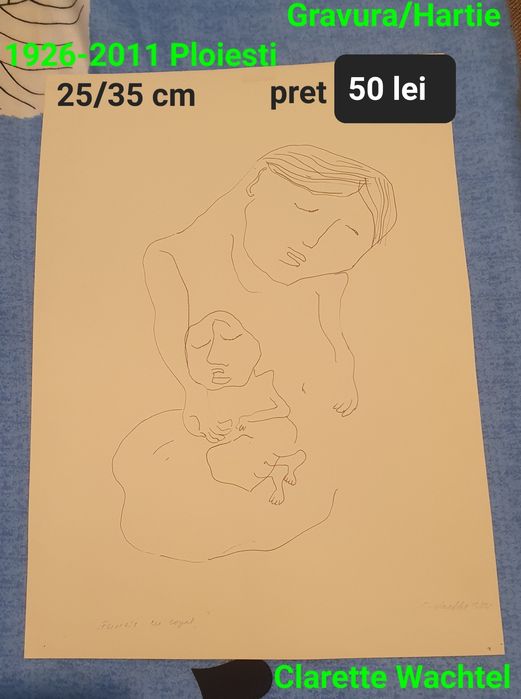 Gravura cu semnatura pe hartie