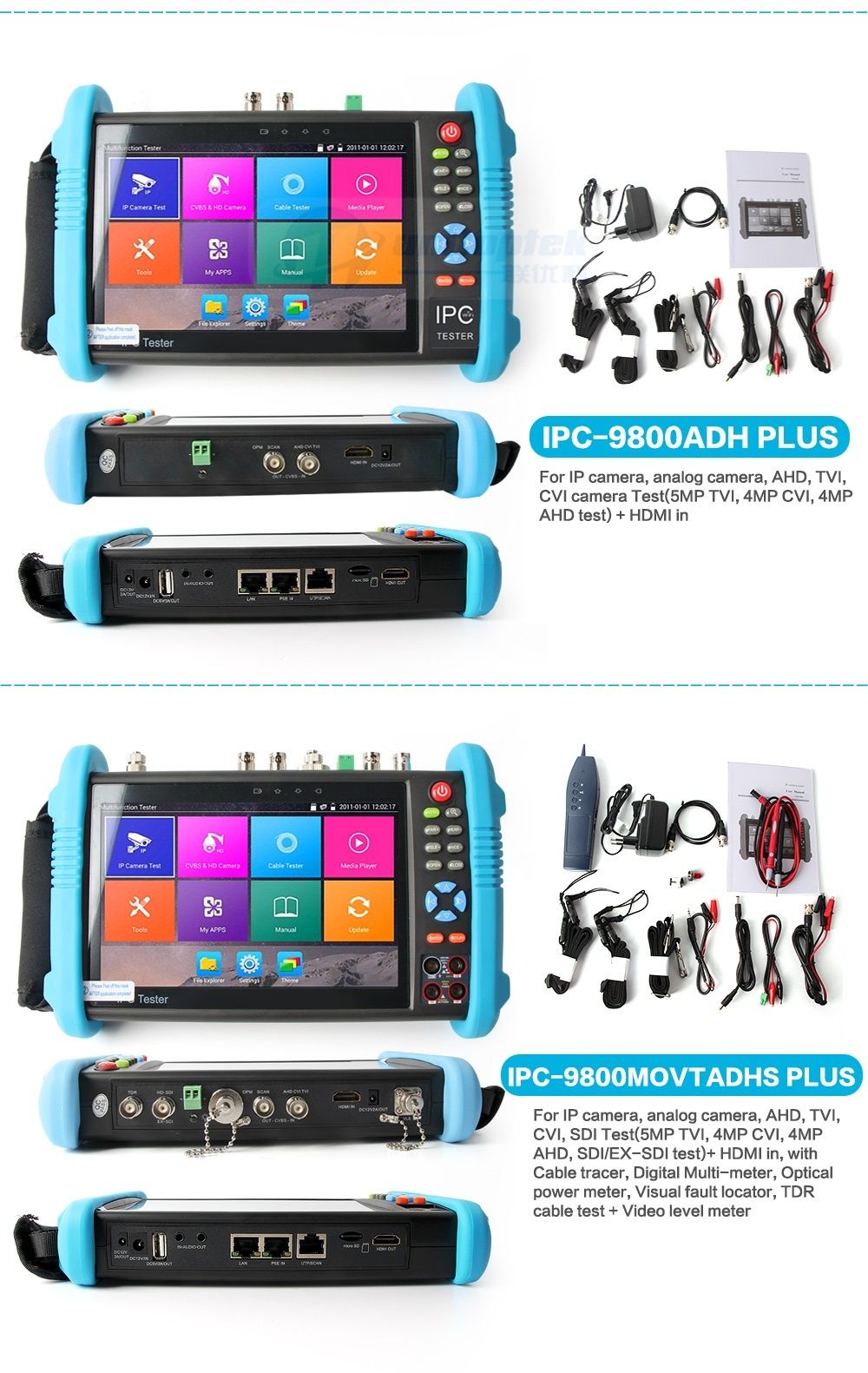 Многофункциональный IP Тестер, IPC CCTV Tester 9800 AHD Plus