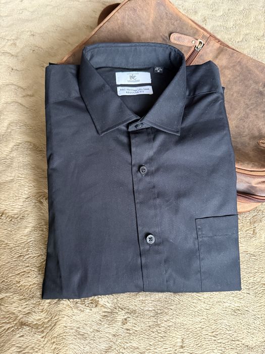 Camasa barbati Regular Fit – M 39-40, Nouă, Neagră, 100% Bumbac