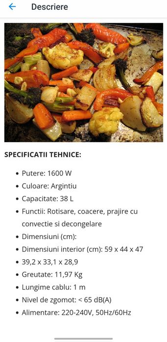 Cuptor electric Zass 38 l, în stare foarte bună