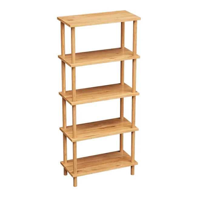 Raft decorativ cu 5 polite din lemn, design modern, 29x60x137 cm