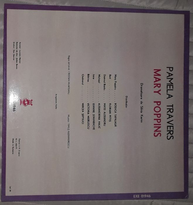 Mary Poppins (P. L. Travers) disc vinil pickup