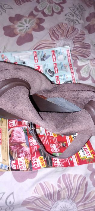 Боти,чиста кожа,шити към подметката,40 номер,кафяви!!! !