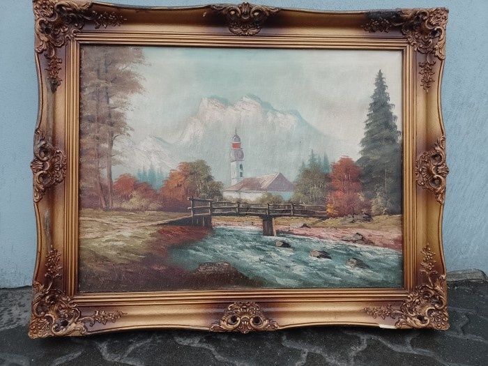 Tablou Ulei pe pânză o lucrare foarte veche semn