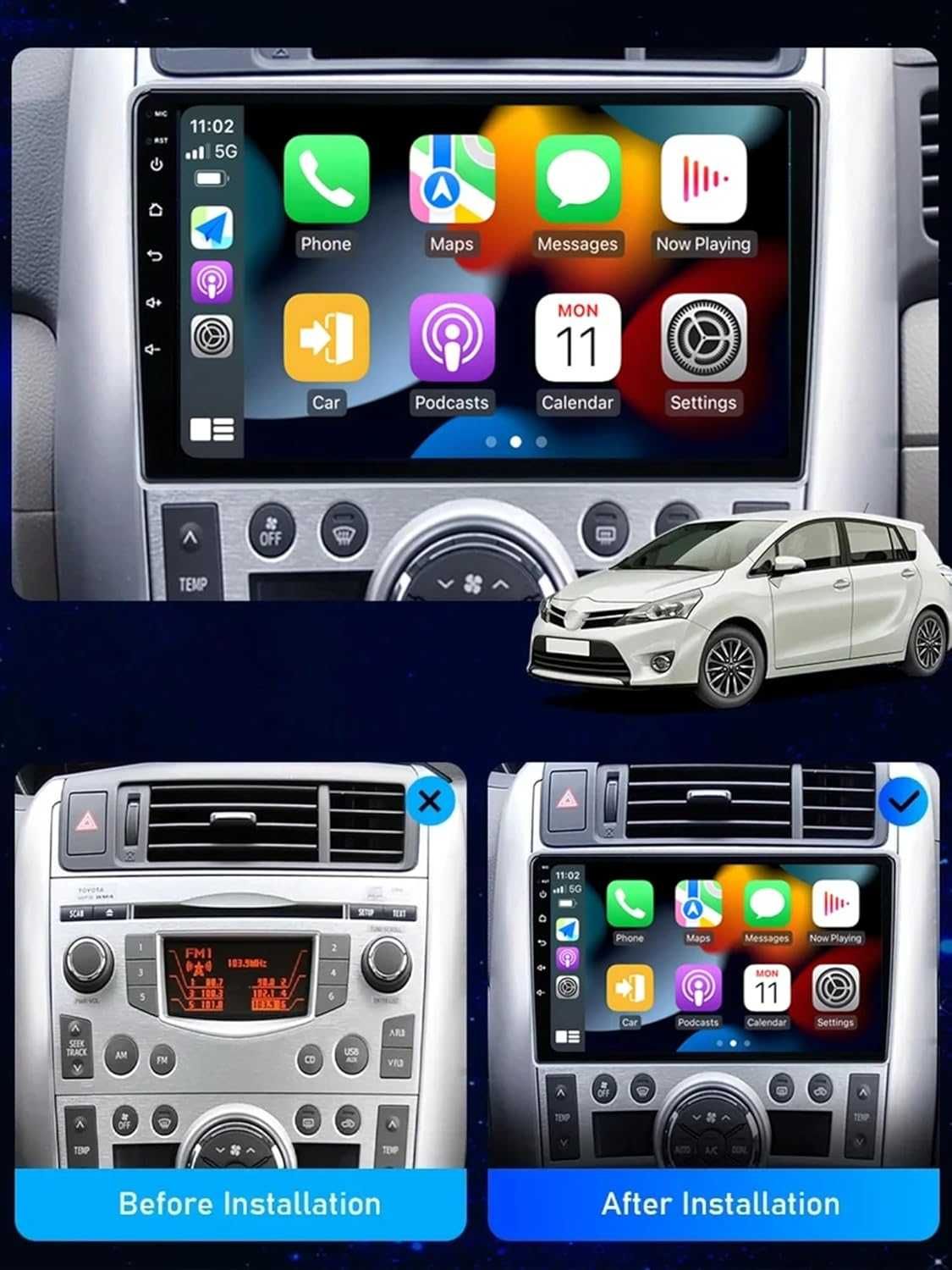 Мултимедия за TOYOTA Verso R20 VERSO 09-18 Android Двоен дин Навигация