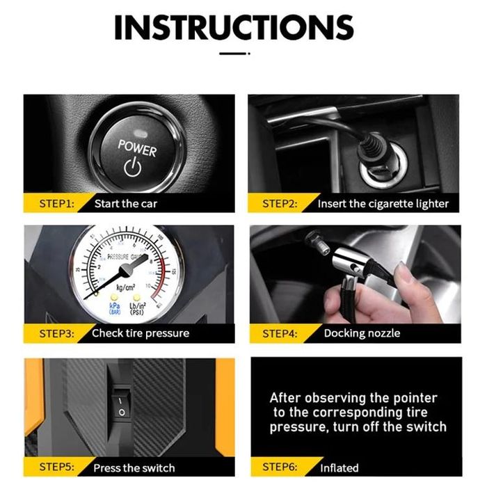 Компресор за гуми №3740-2 Мини компресор 120W цифров/показател 22 цили