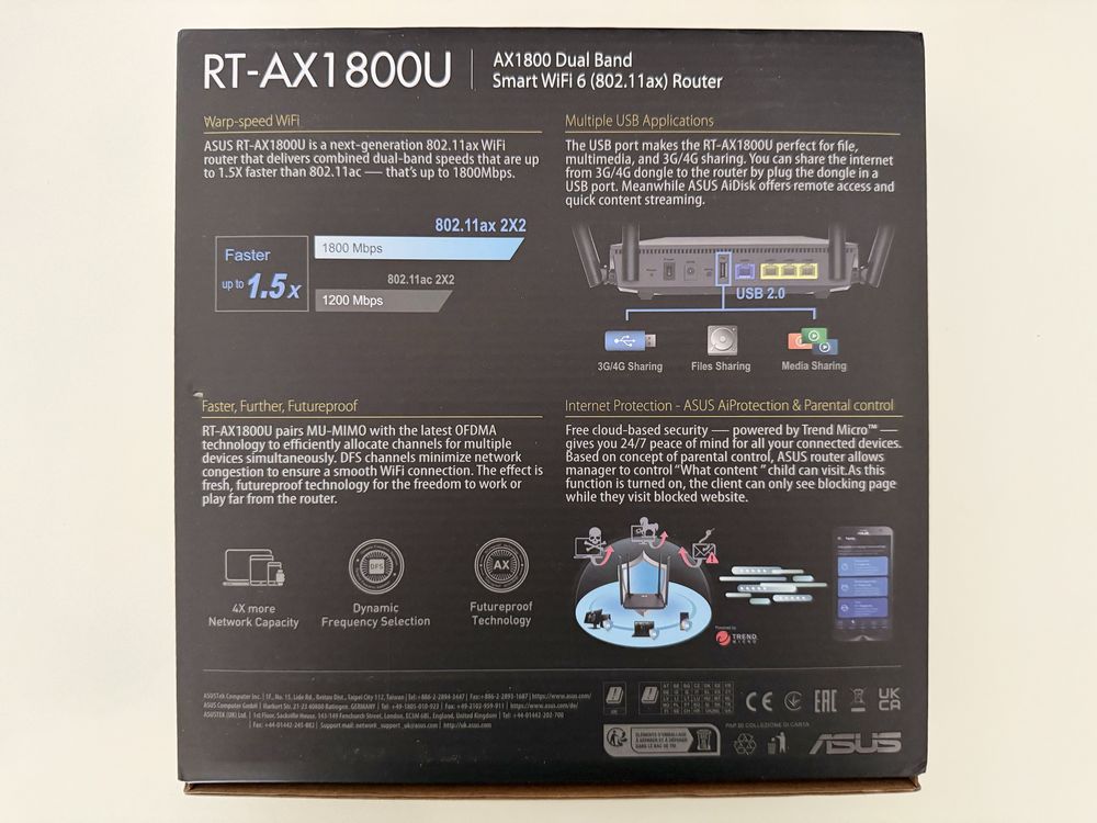 Router ASUS AX1800U in garantie, cutie, alimentare