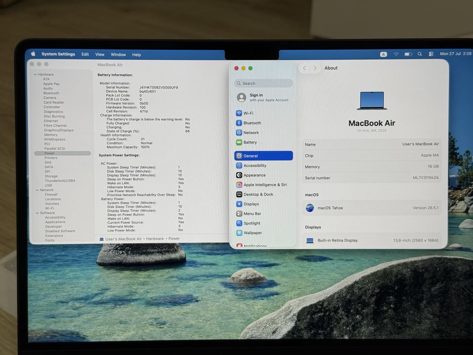 Като Нов 13.6’ Apple Macbook Air M4 16GB Ram 256GB SDD 100% Battry -Гаранция — миниатюра 9