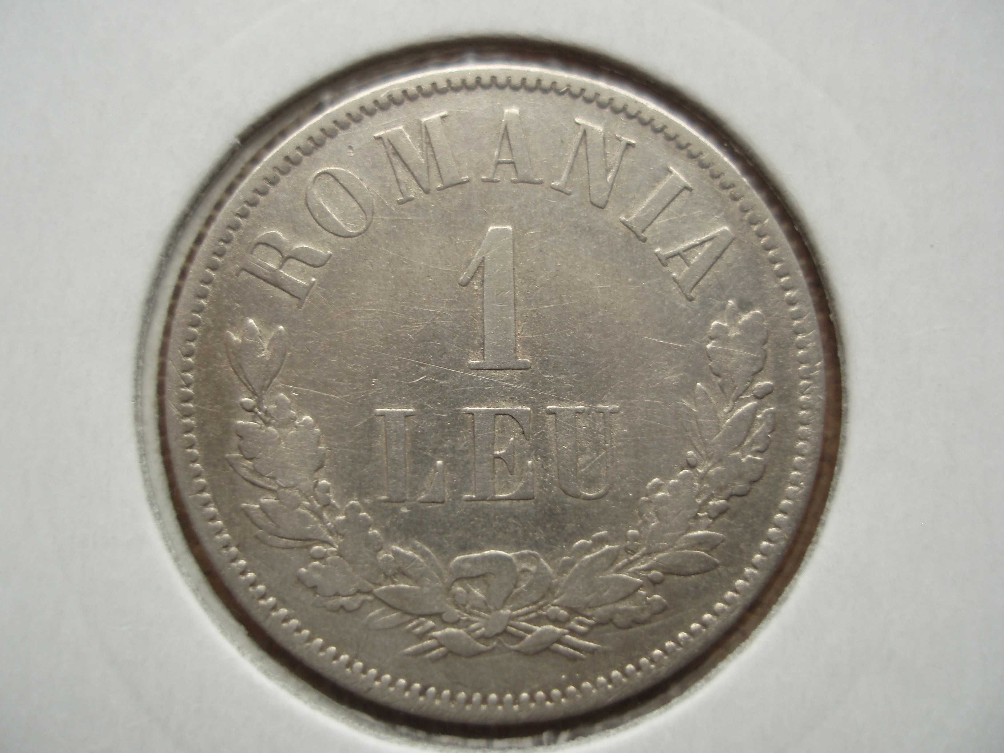 ROMANIA - 1 Leu 1873 cu " L " INTRERUPT , Ag835, Carol I, LCP1.16