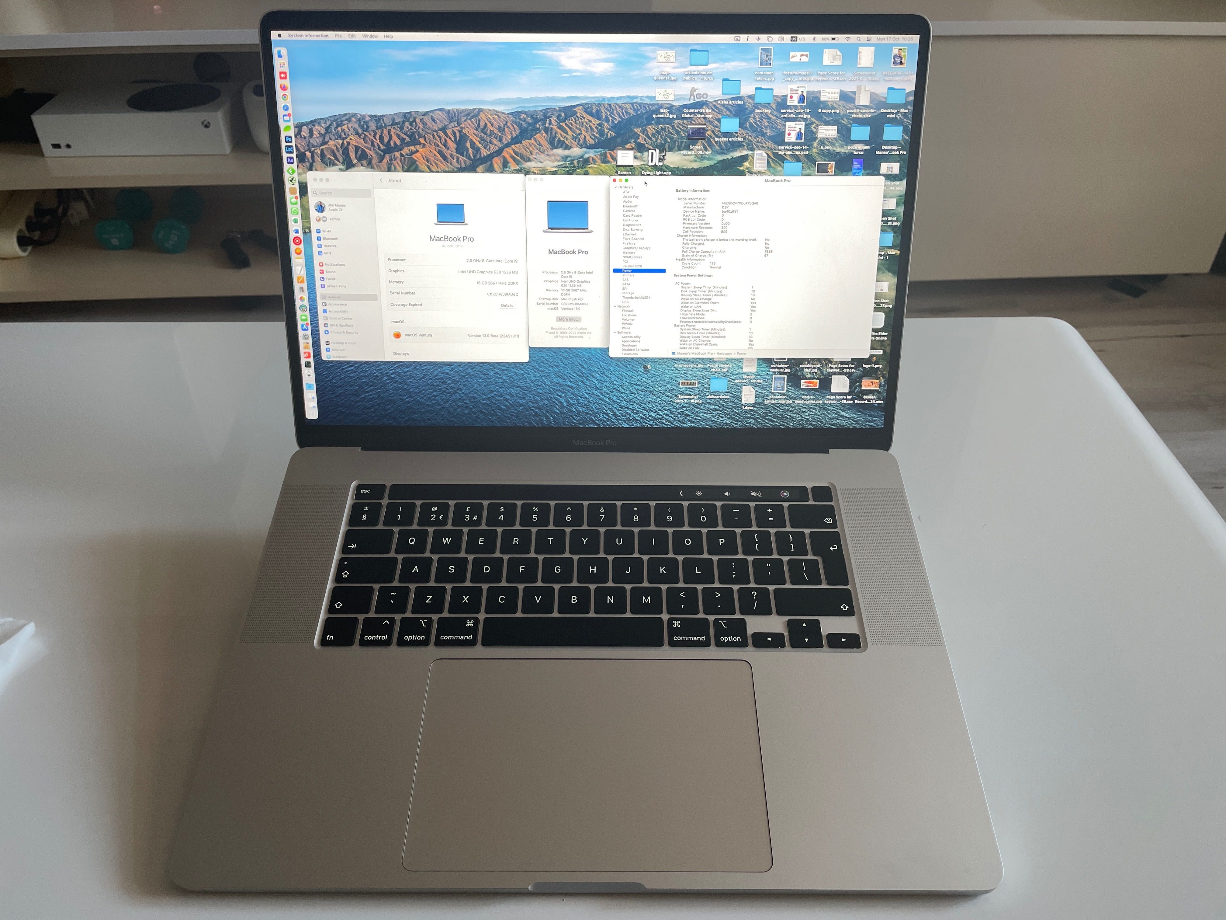 Apple Macbook Pro 16 TouchBar 2019, i9, 16 GB, 1 TB, 136 cicluri