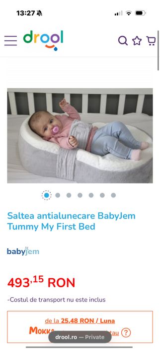 Saltea antialunecare BabyJem Tummy My First Bed