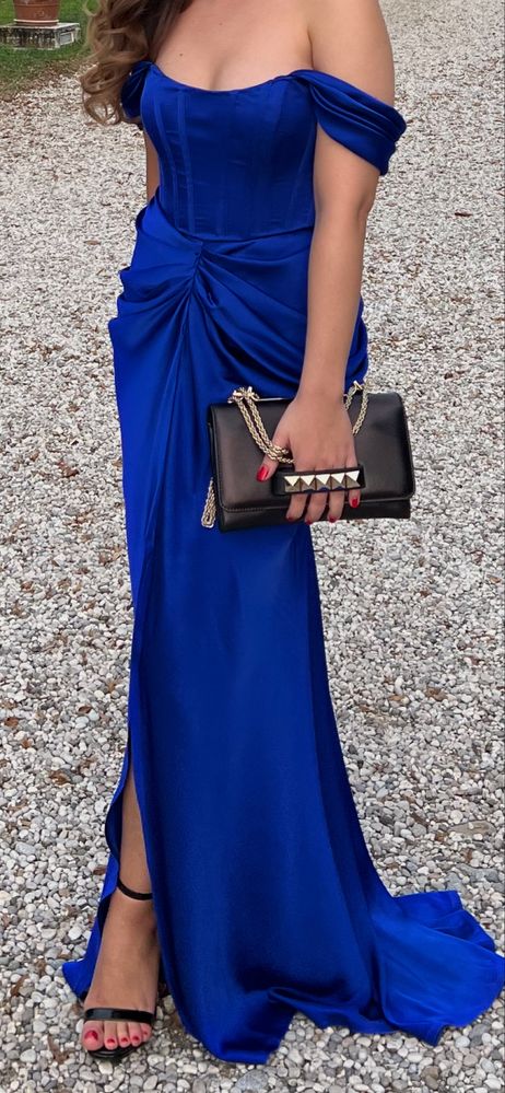 Rochie lunga din satin cu falduri Limited Edition by ANA RADU