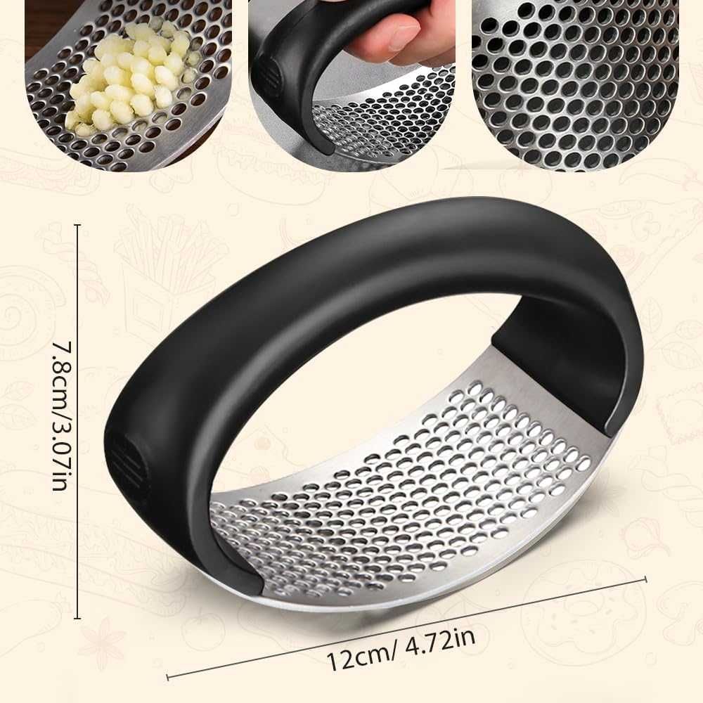 Presa usturoi din otel inoxidabil elegant si functional negru/argintiu