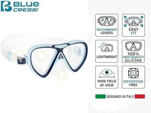 Нови Маска и шнорхел Cressi за деца плуване Aqua Green/Blue 2–5 години