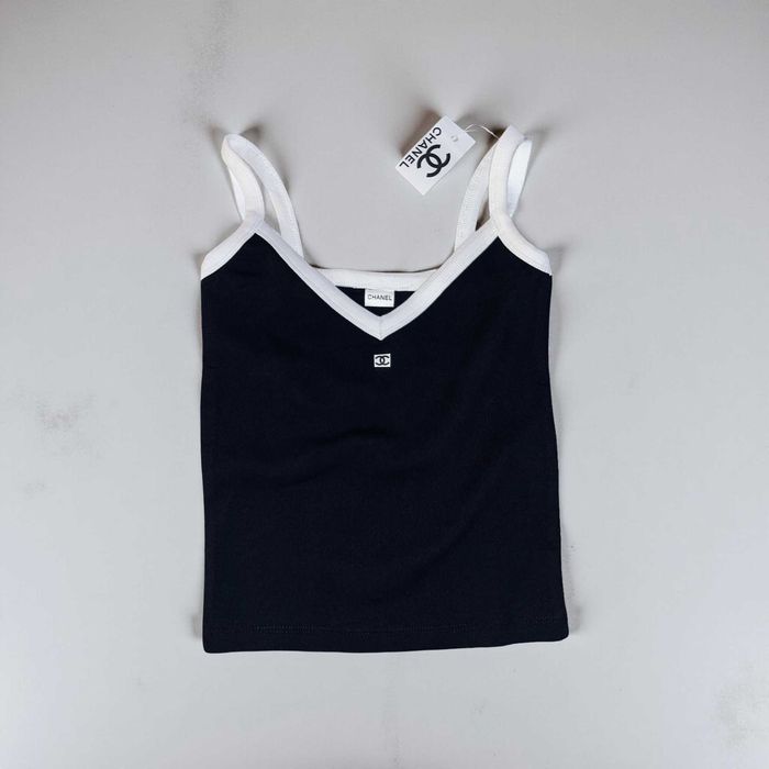шанел черен топ рипс с ЧАНТИЧКА подарък chanel потник горница памук