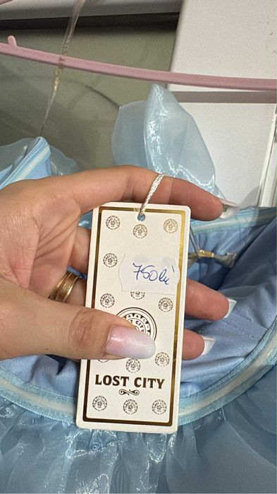 Rochie elegantă bleu cu perle – NOUĂ, doar probată