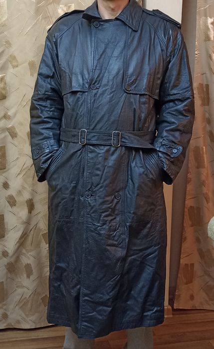 Мужское кожаное зимнее пальто. Натуральный мех и кожа 52  р-р