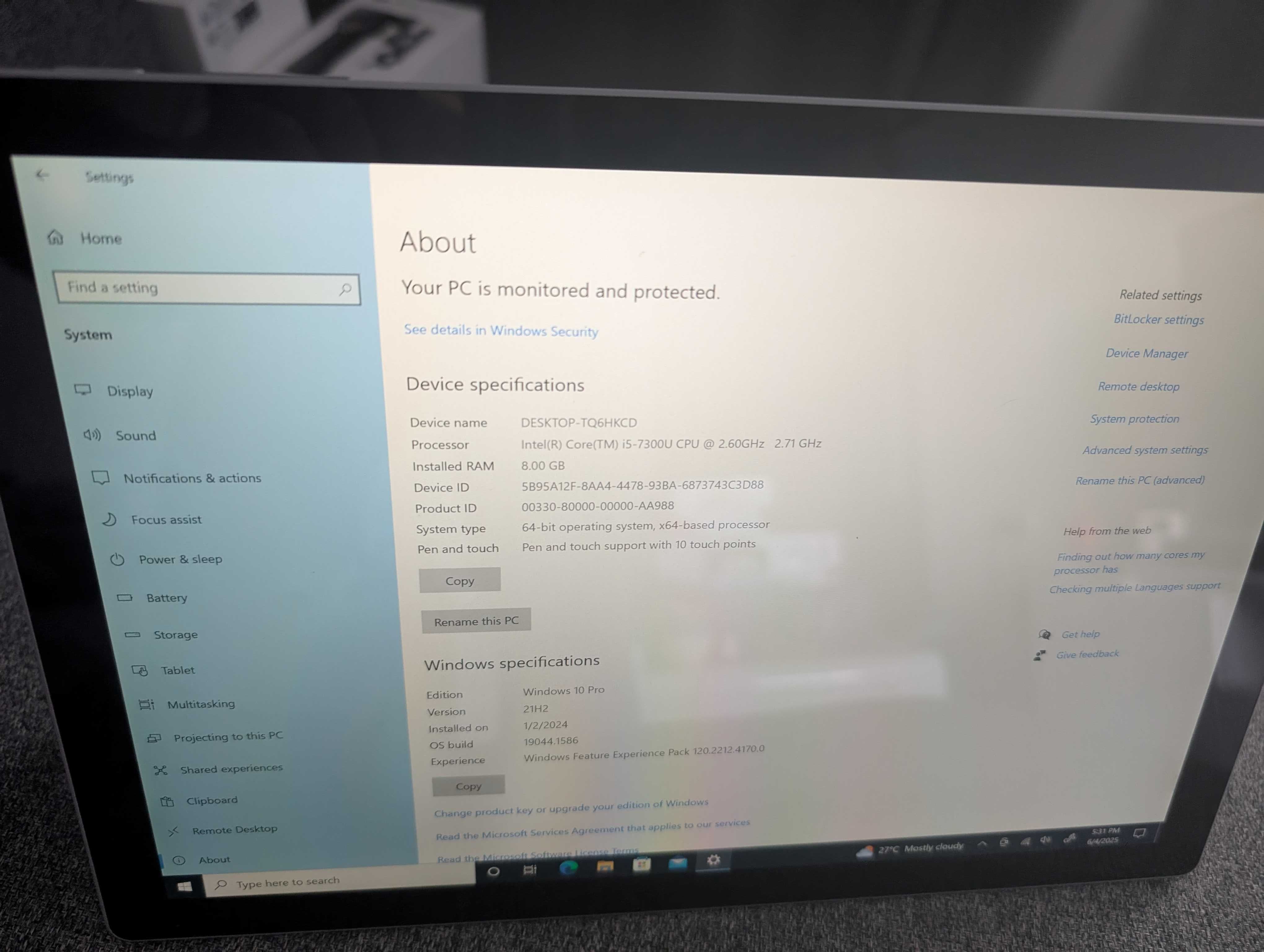 Microsoft Surface PRO 5 12.3 PixelSense Multi-touch i5 7300U 8GB 128GB