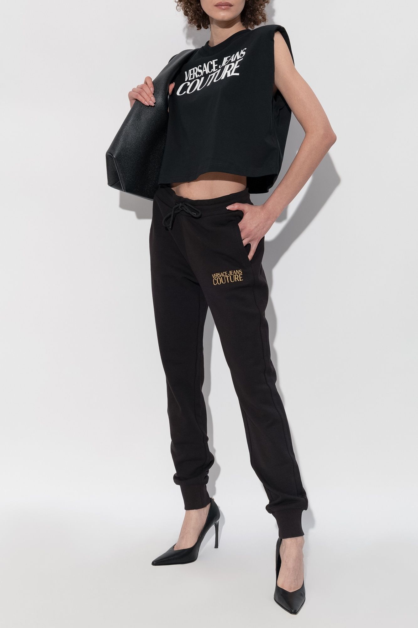 Дамска тениска Versace Jeans Couture logo print cropperd T-shirt