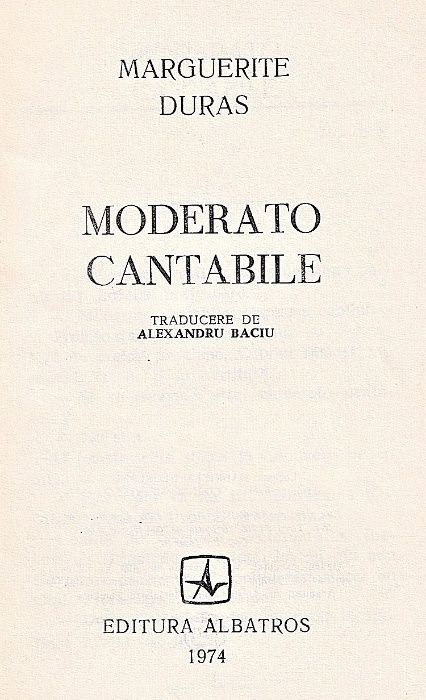 Moderato Cantabile Marguerite Duras 1974