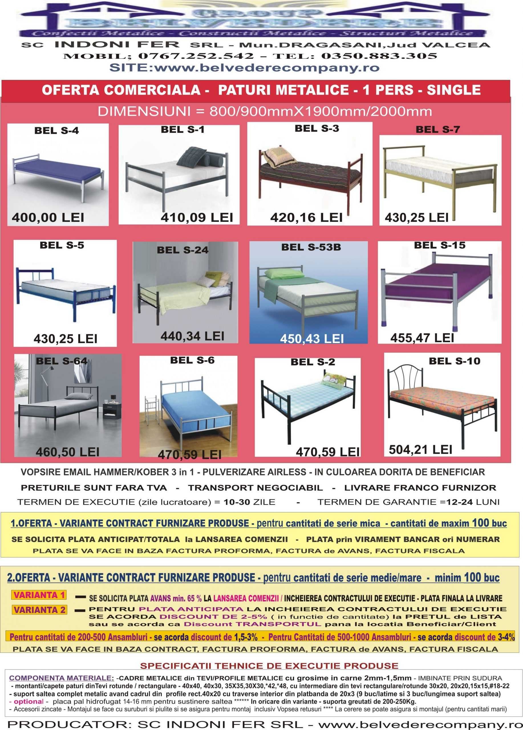 Pat metalic - 1 persoana - single - Oferta Speciala!