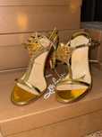 CHRISTIAN LOUBOUTIN Gold Leather Lady Max Spike 100 Sandals