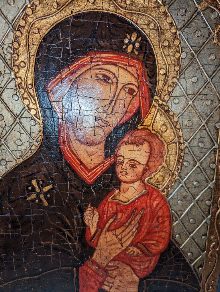 Tablou in ulei cu Sfânta Maria cu pruncul Iisus