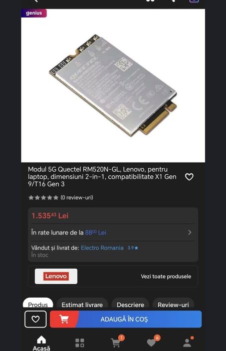 SUPER PRET ! Modul WWAN 5G M.2 Quectel RM520N-GL - Carbon Gen12/T14 Ge