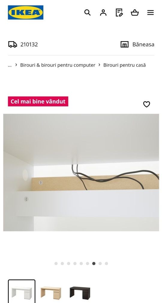 Birou Ikea alb MALM 140x65 cm