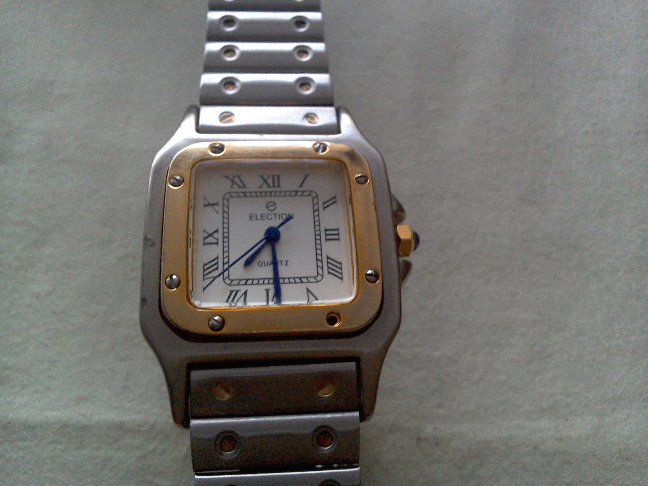 Ceas Electon -identic Cartier Santos - 30 mm x 30 mm, bezel placat aur