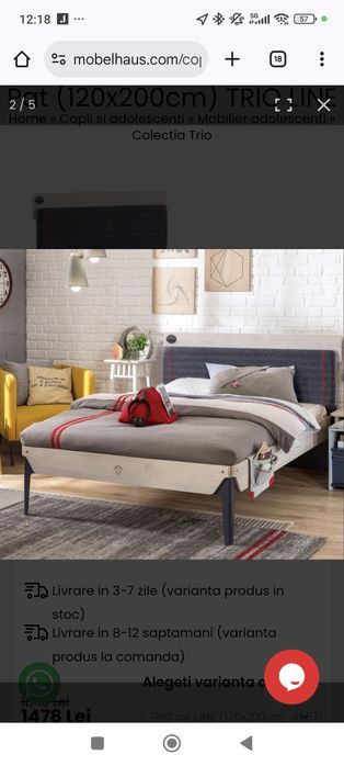 De vânzare pat tineret