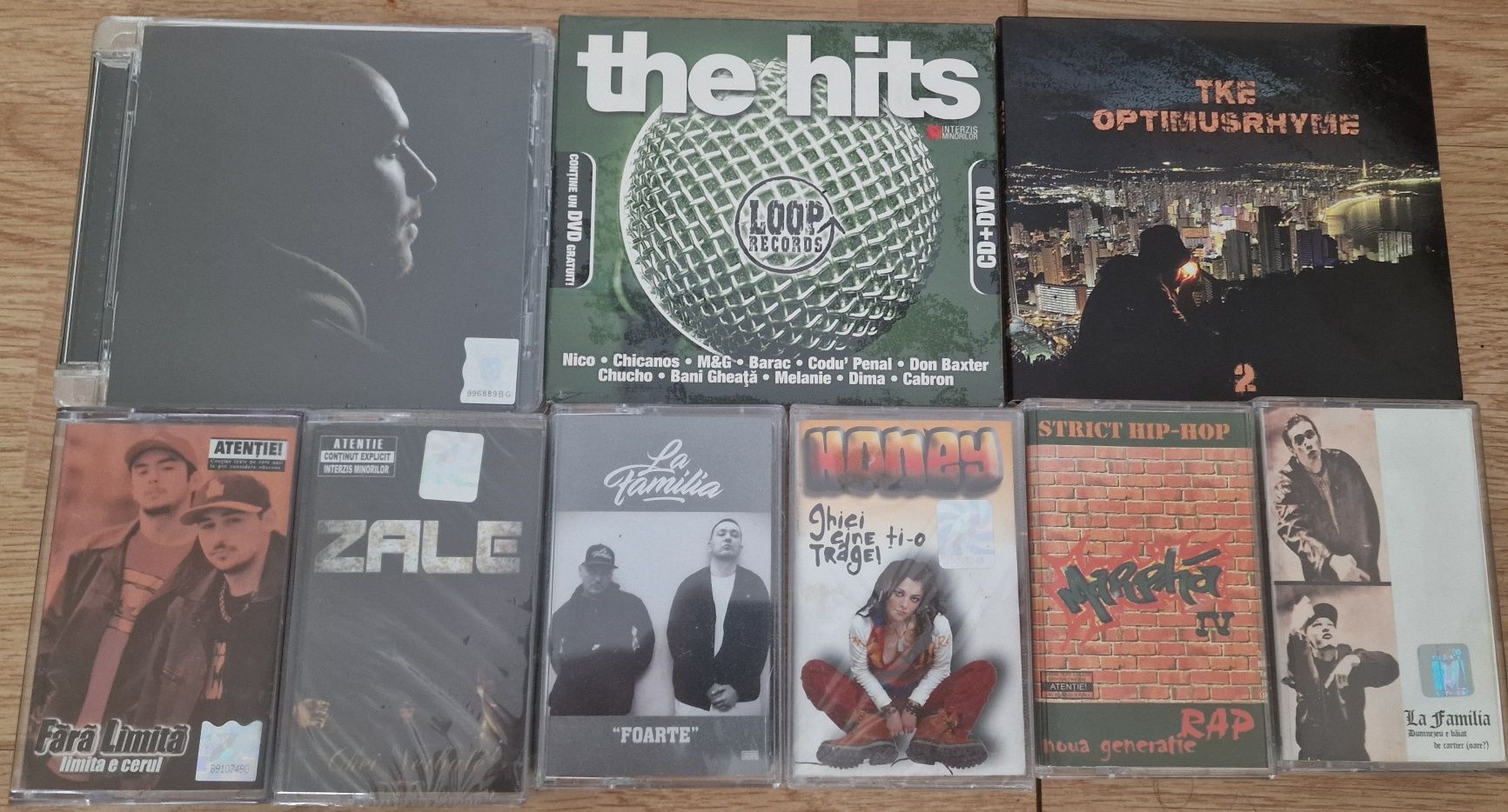 CD, casete rap romanesc (marpha, la familia, zale, guess who)