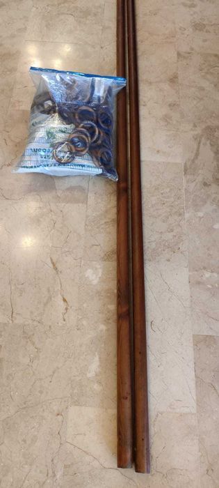 2x Galerie lemn, 300 cm, 28 mm, finisaj nuc, Apollo, accesorii inluse