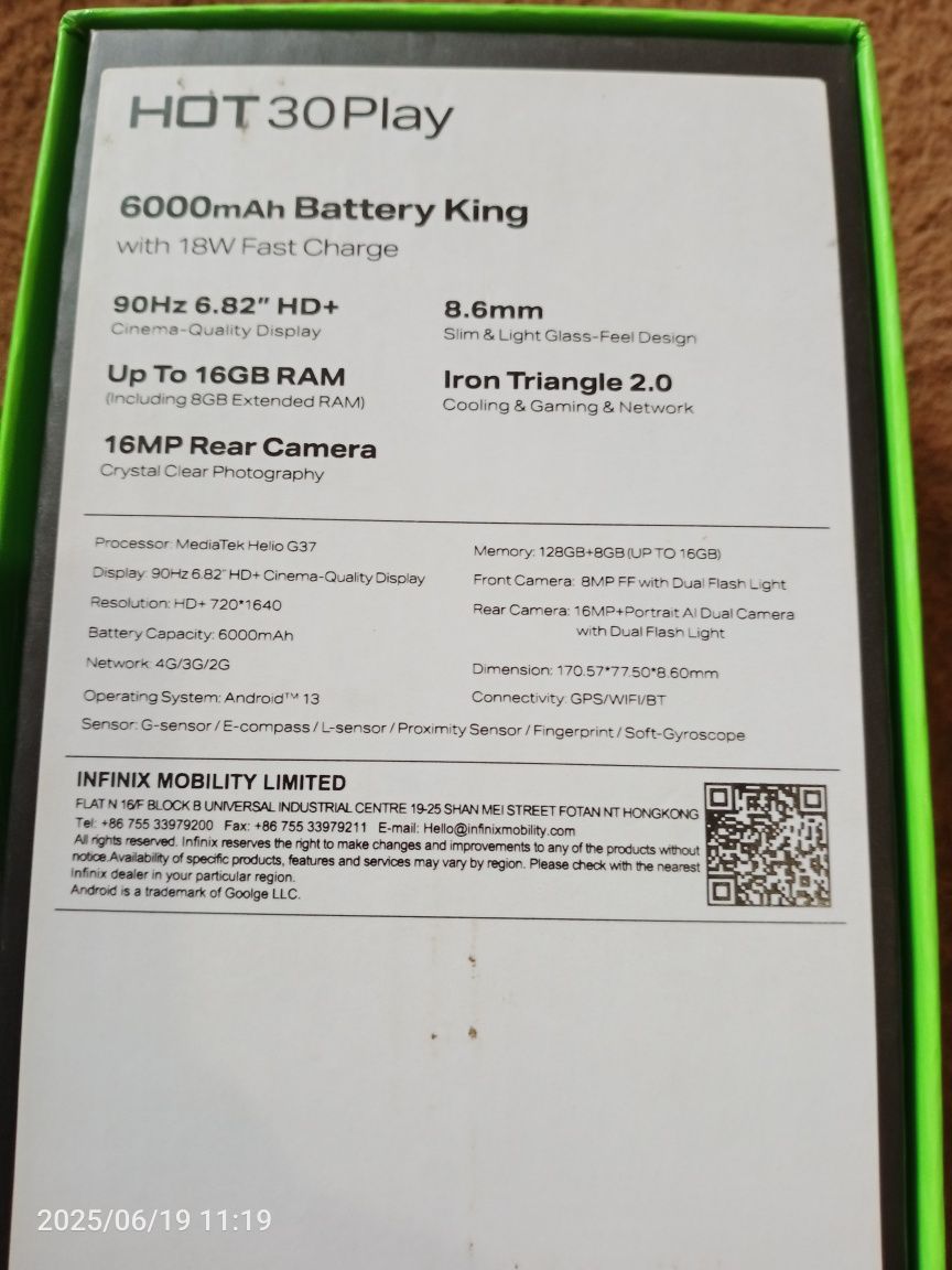 Infinix HOT30Play 16/128 NFC bor