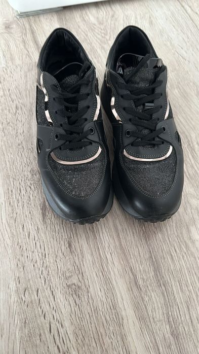 Sneakers piele negri Anna Cori