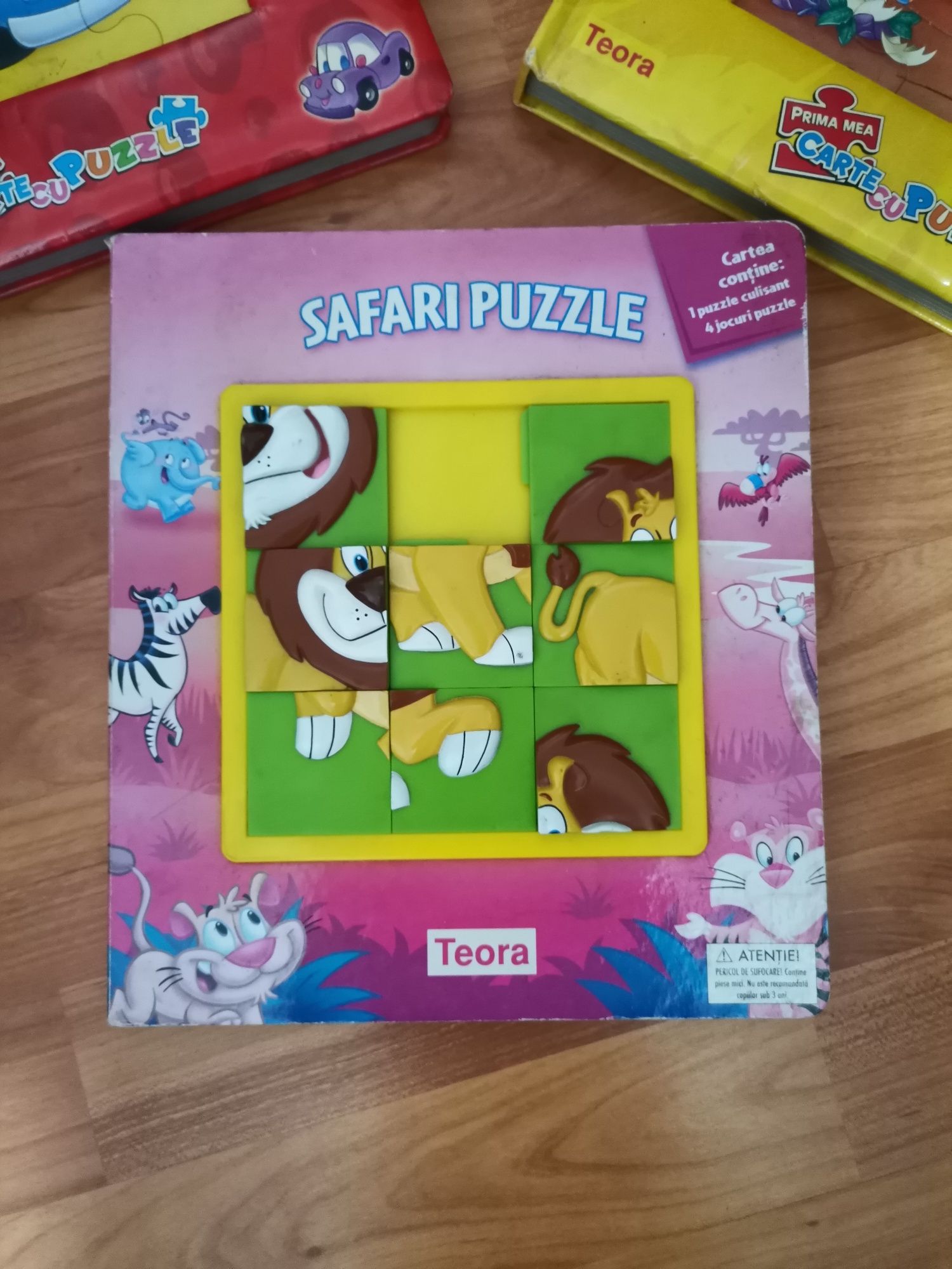 Lot cărți cu puzzle copii, Dinozauri, mașinuțe, safari