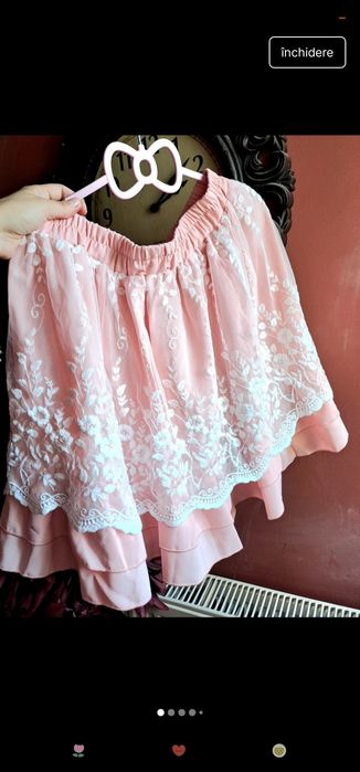 Fusta roz cu dantela stil Lolita noua cu etichetă fusta clos