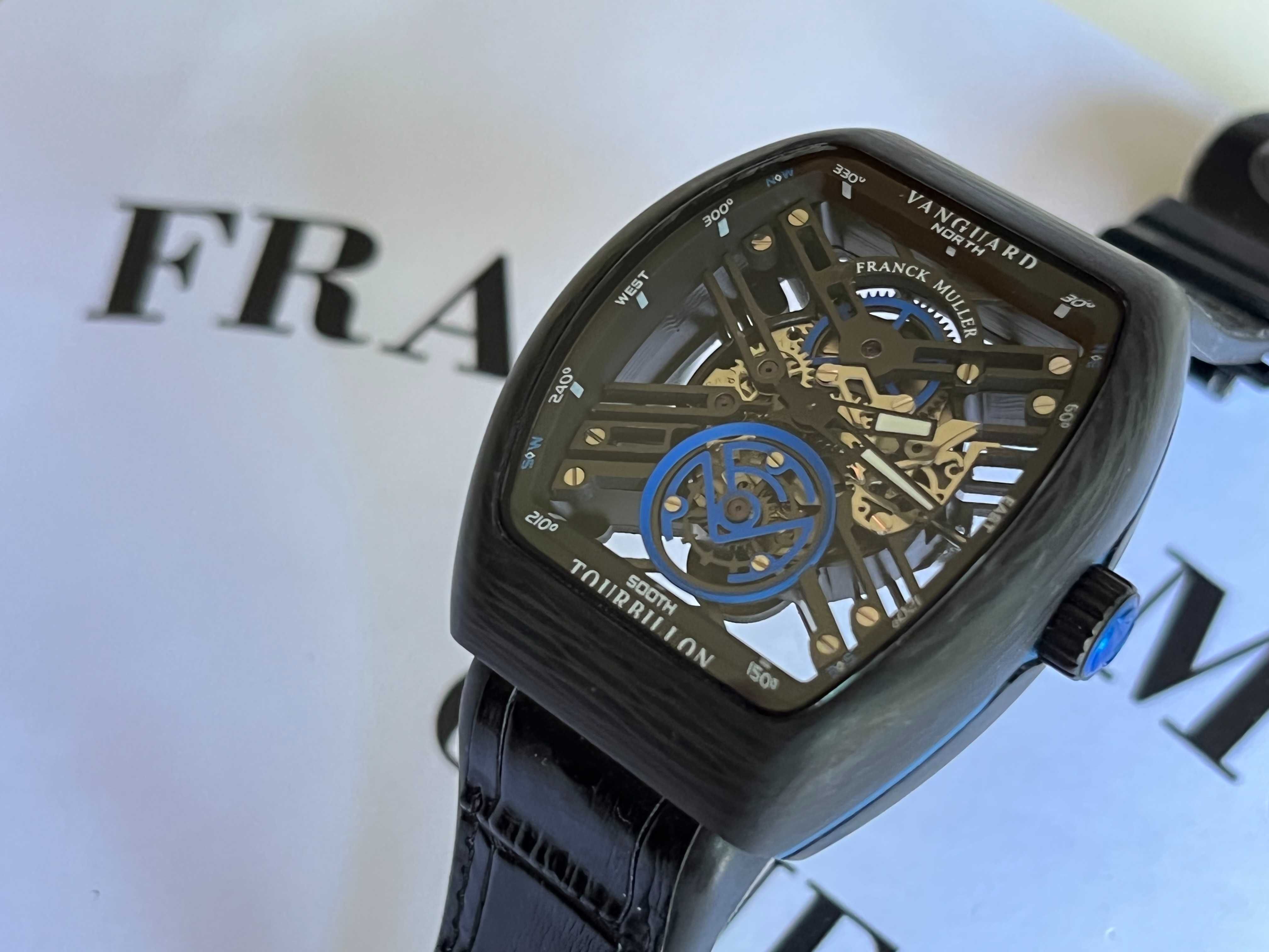 ПРОМО Уникален часовник Franck Muller серия Vanguard CARBON механичен