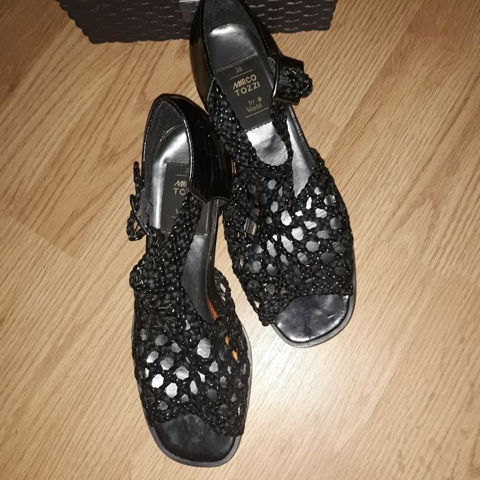 Sandale negre piele Marco Tozzi