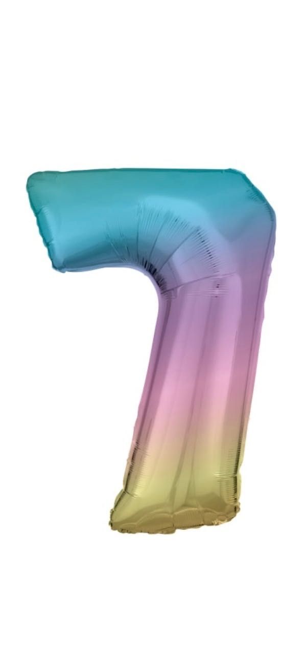 Фолиев балон цифра пастел дъга, 83 см, цифра от 0 - 9 по избор