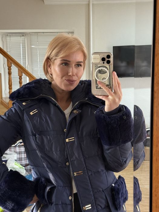 Стильный пуховик натуральный пух зима 46 48 размер