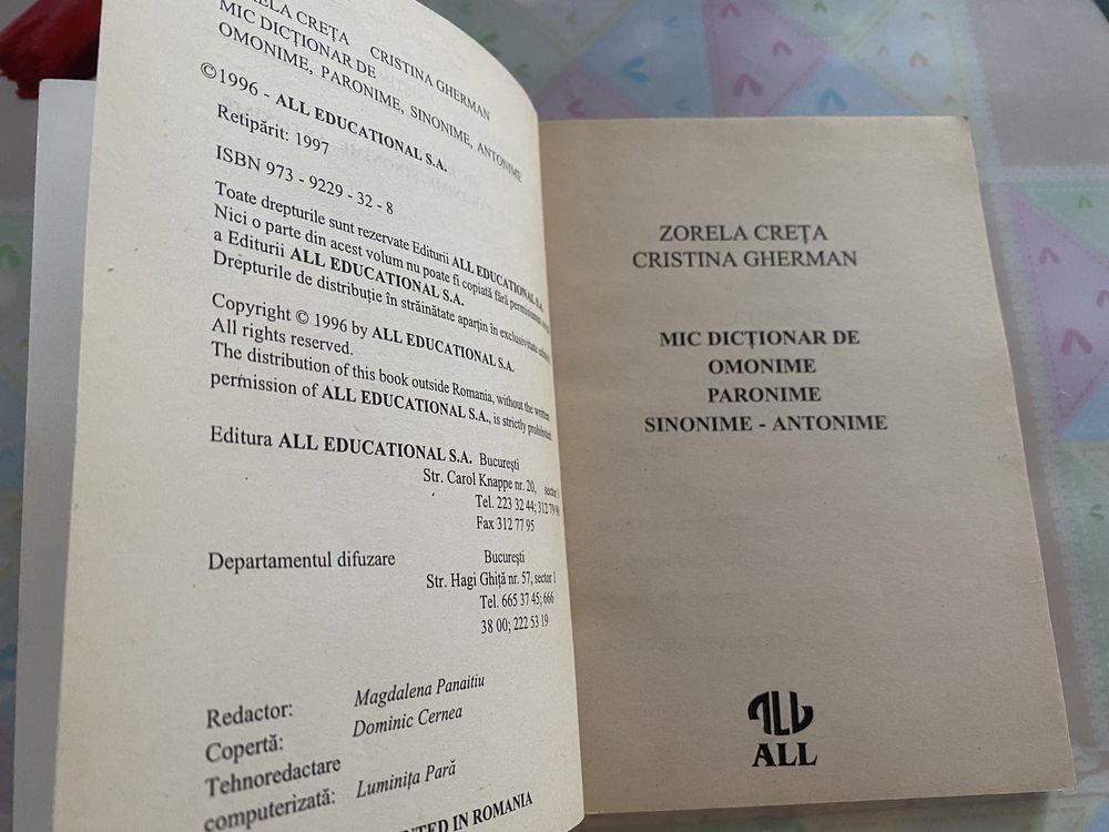 Dictionar omonime paronime sinonime antonime-Zorela Creta