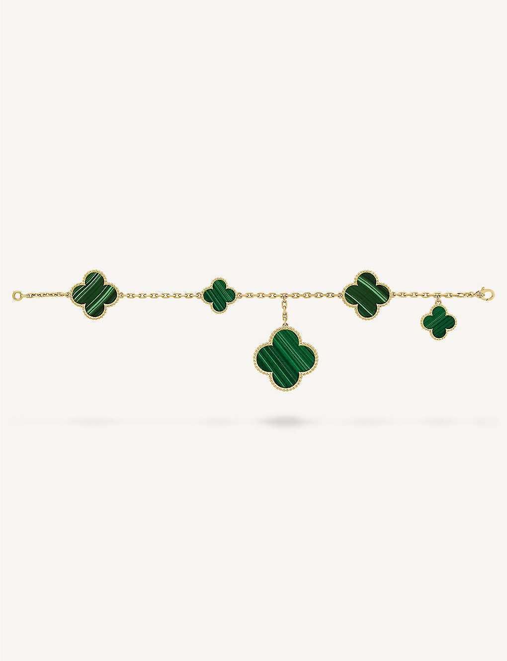 Van Cleef & Arpels VCA Silver 5 Magic Alhambra Green Дамска Гривна