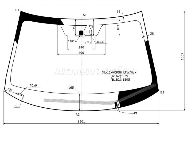 Стекло лобовое с обогревом щеток  Mitsubishi Outlander